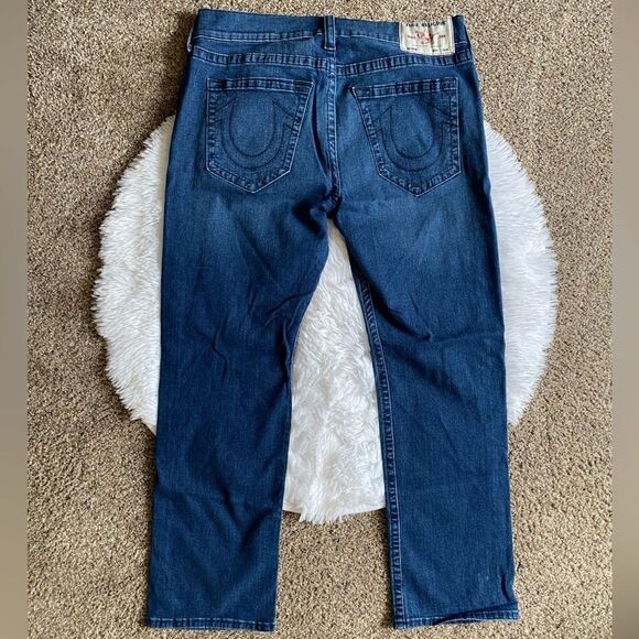 True Religion Ricky Relaxed Straight Jeans Mens Size 34x30 Offset Blue